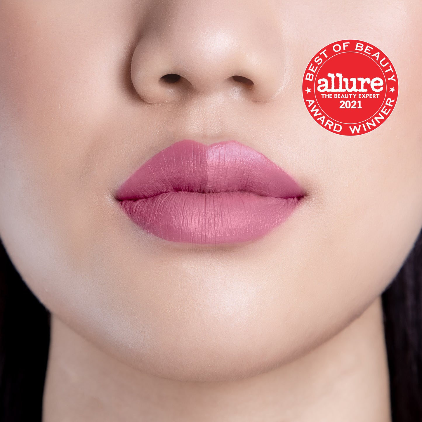 LIPSAX Selfie shown on a girl's lips - Matte Liquid Lipstick - Allure Best of Beauty 2021