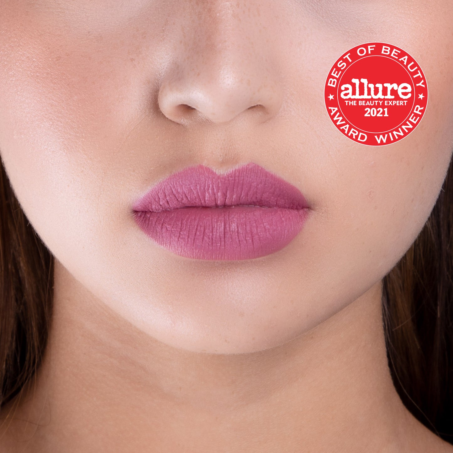 LIPSAX Selfie shown on a girl's lips - Matte Liquid Lipstick - Allure Best of Beauty 2021