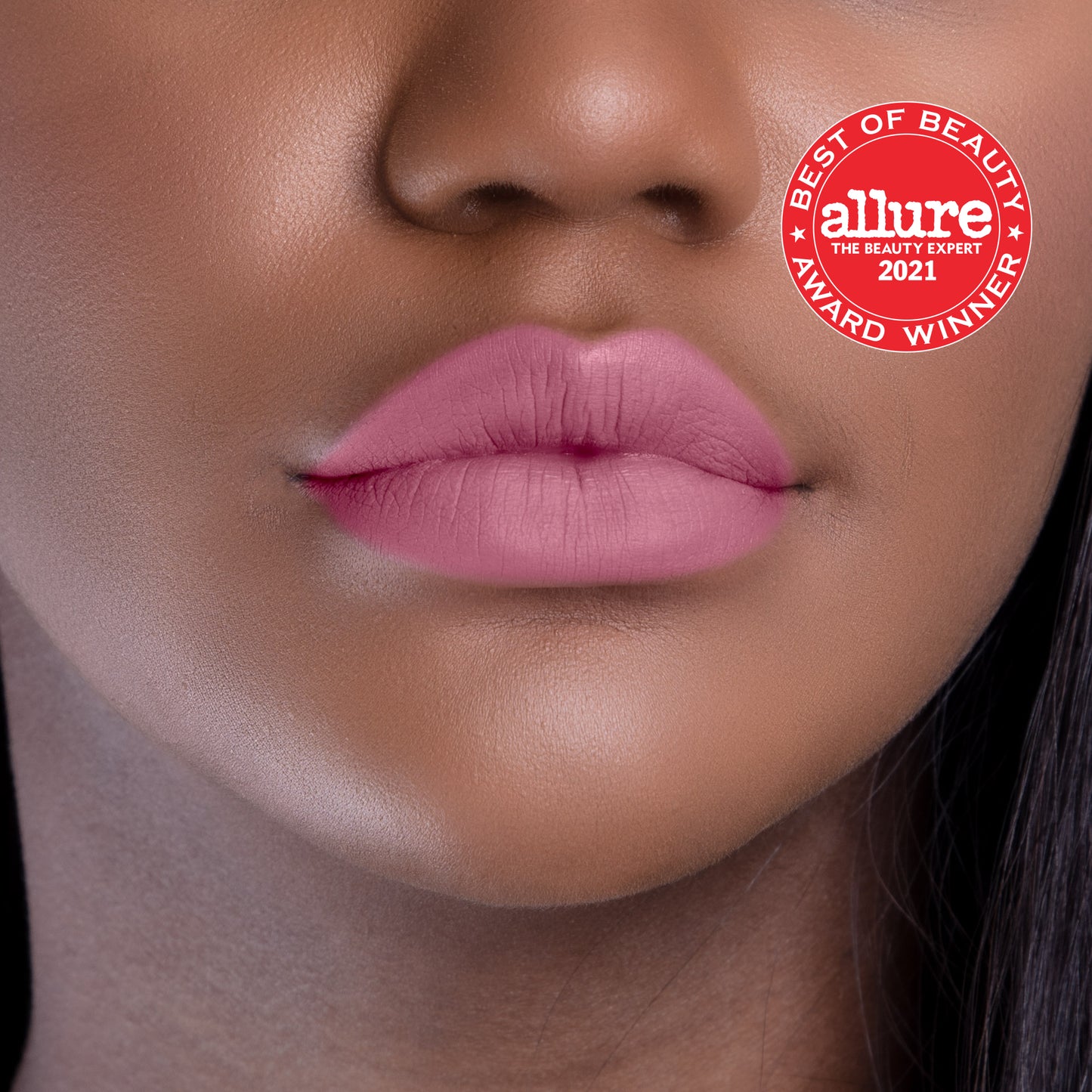 LIPSAX Selfie shown on a girl's lips - Matte Liquid Lipstick - Allure Best of Beauty 2021